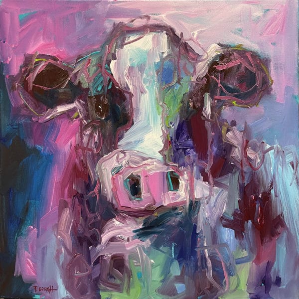 Farm Animals - Mauve Cow by Pauline Gough